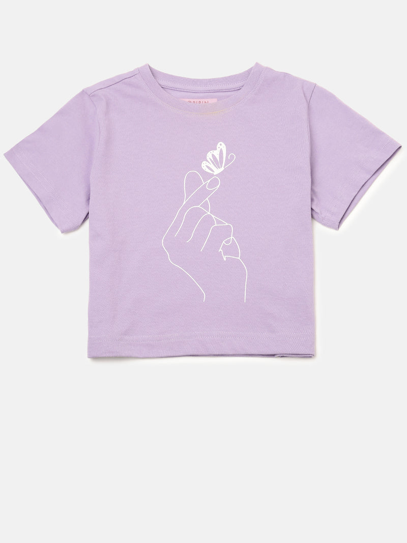 PIPIN Girls T-Shirt Solid Cotton Light Purple - De Moza