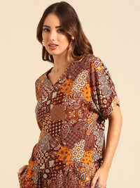 Printed Top-Brown - De Moza