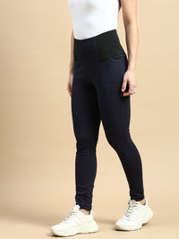Treggings Woven Jacquard-Navy - De Moza