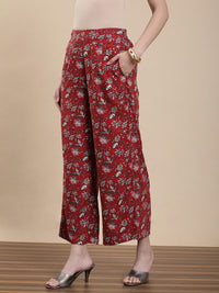 De Moza Women's Festive Palazzo Maroon