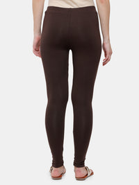 De Moza Ladies Ankle Length Leggings Solid Cotton Brown