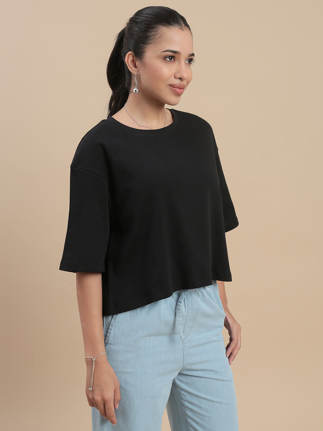 De Moza Women Casual T-shirt Black - De Moza