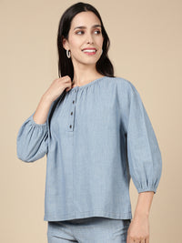 Denim Top-Mid Blue