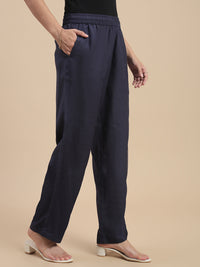 De Moza Women's Officewear Co-ords (Straight Pant & Tunic Top) Navy Blue - De Moza