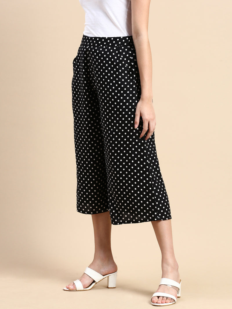 De Moza Women Printed Culottes Black