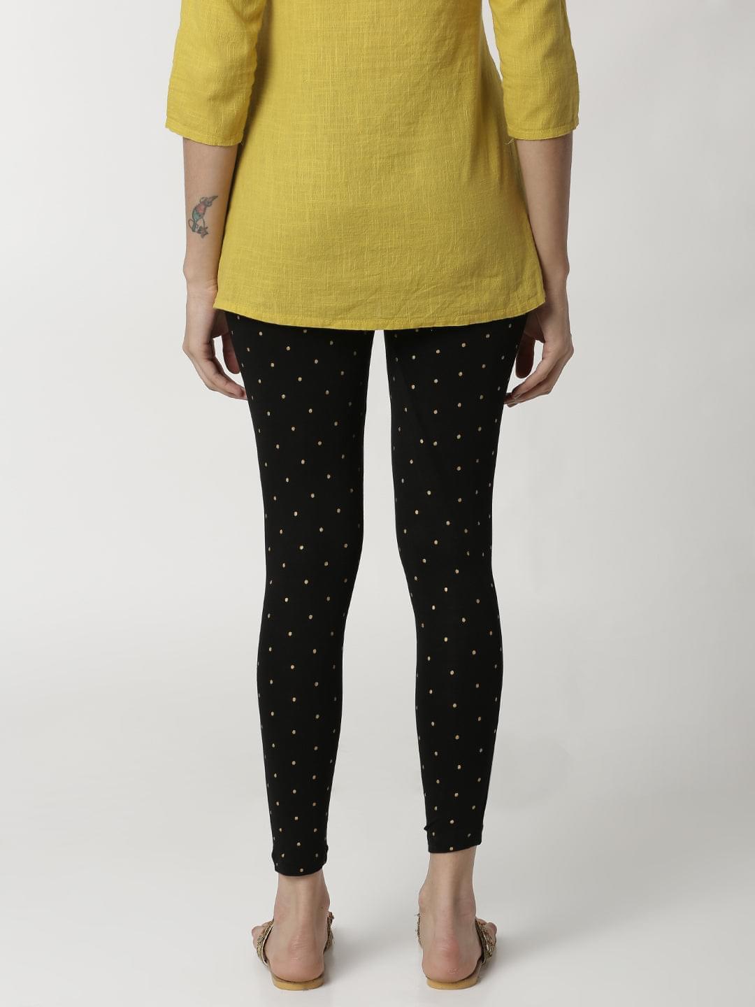 De Moza - Ladies Printed Black Ankle Length Leggings - De Moza