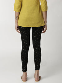 De Moza - Ladies Printed Black Ankle Length Leggings - De Moza