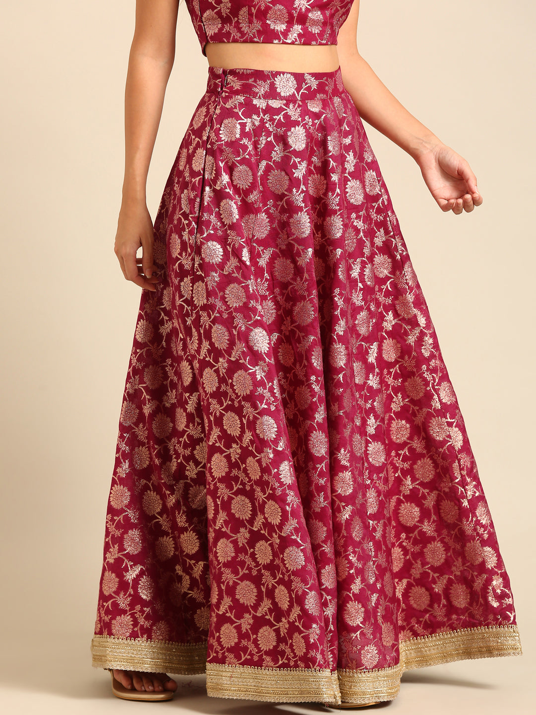 Co-Ord Set (Blouse & Skirt)-Purple - De Moza