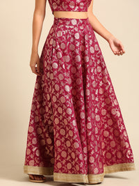 Co-Ord Set (Blouse & Skirt)-Purple - De Moza