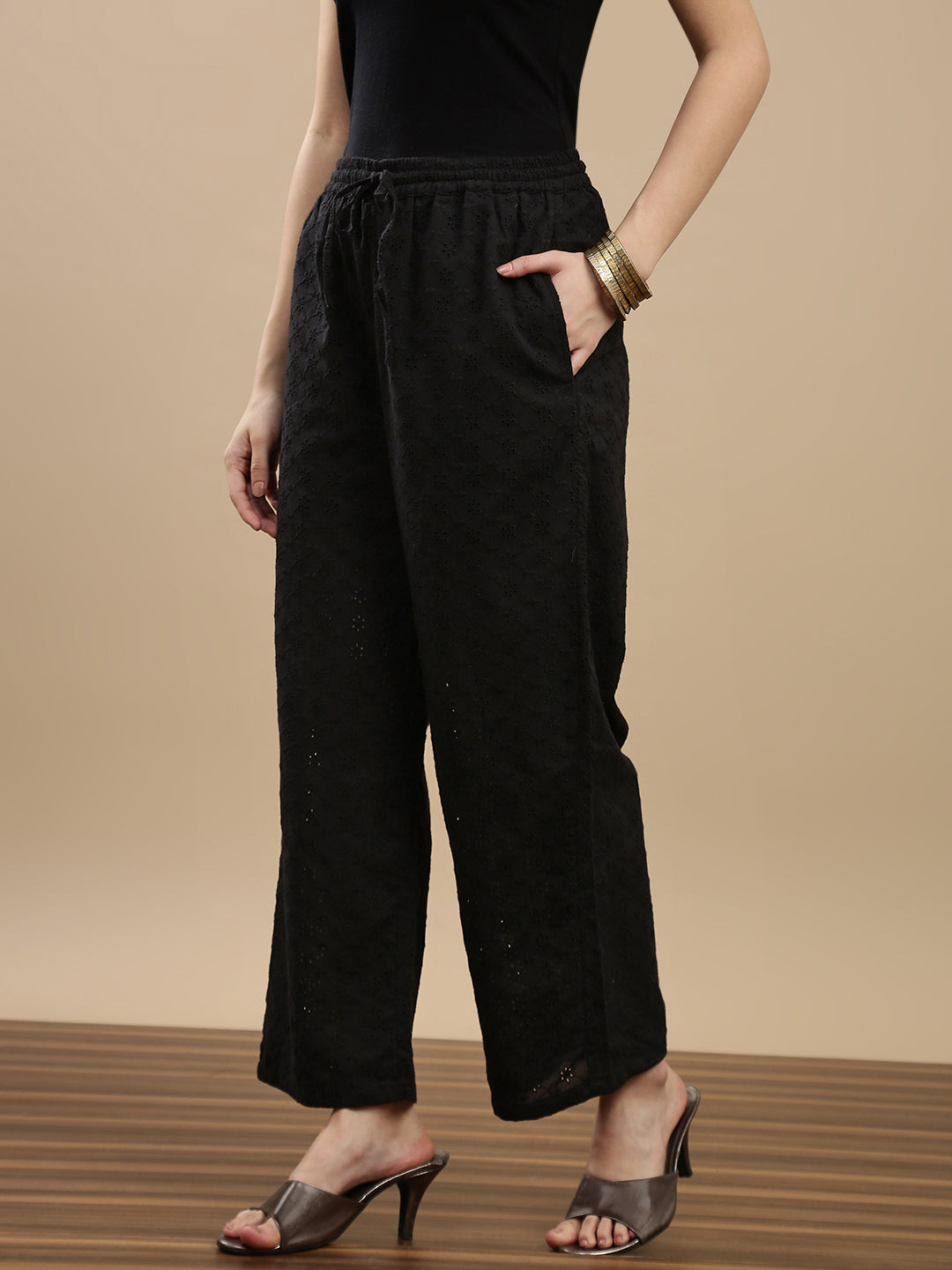 De Moza Women Casual Palazzo Black - De Moza