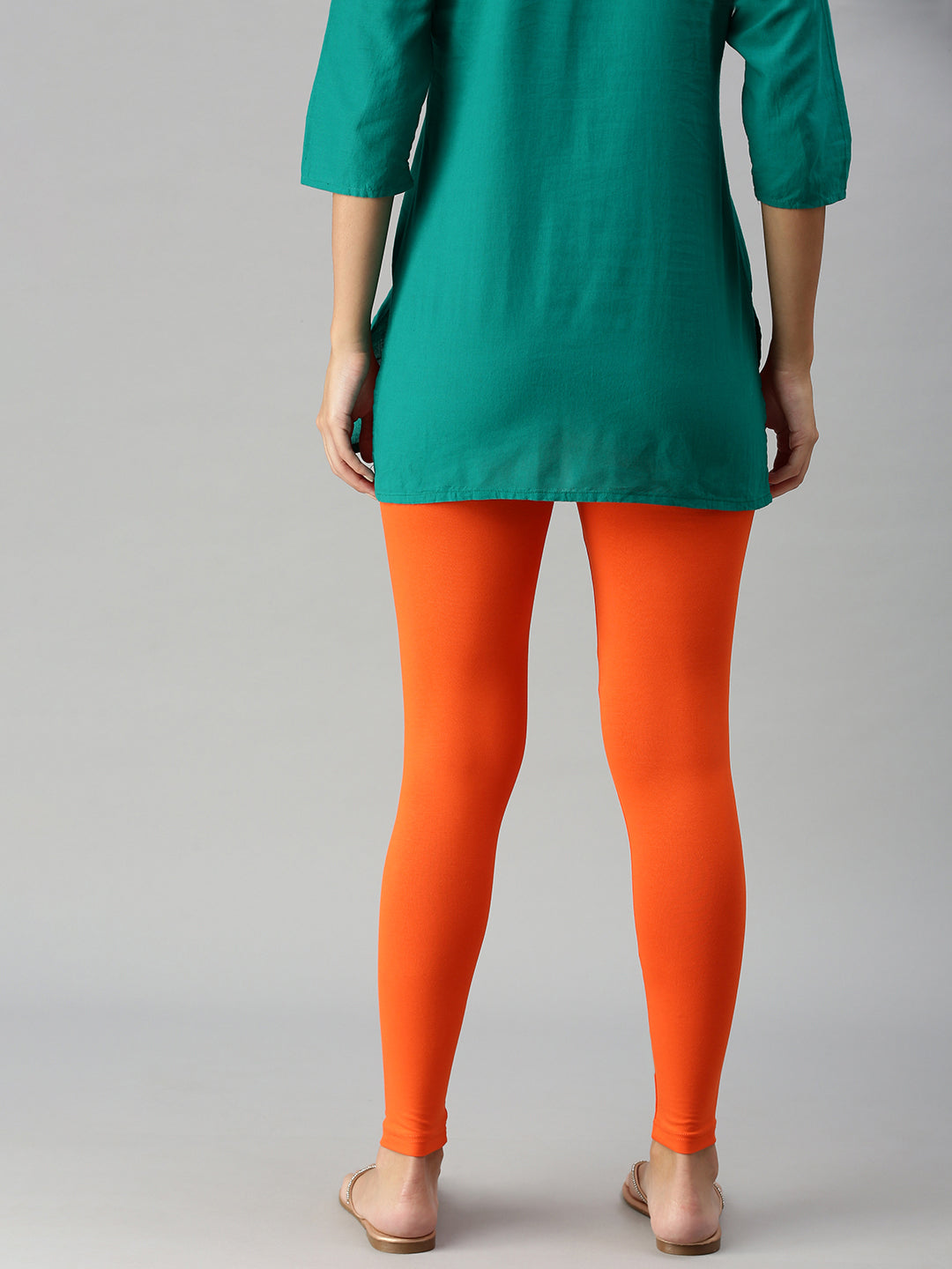 Ankle Length Leggings Cotton-Orange - De Moza