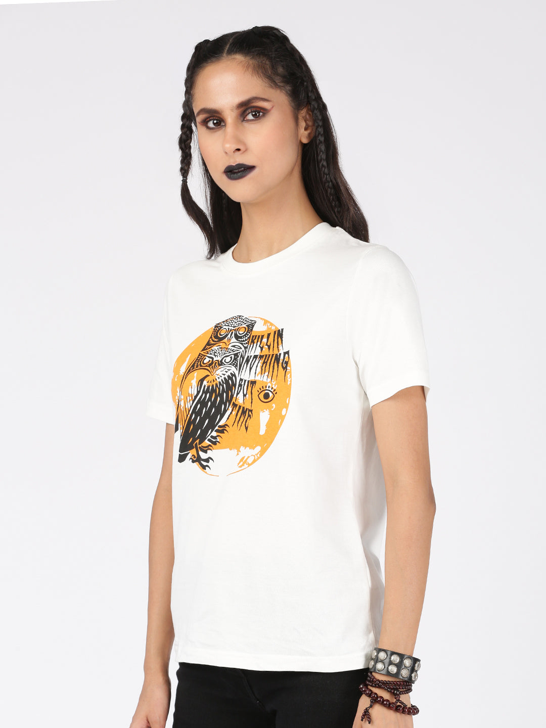 De Moza Women's Halloween Half Sleeve T-Shirt Cream - De Moza