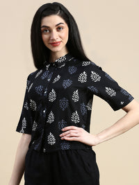 Crop Top Printed-Black - De Moza