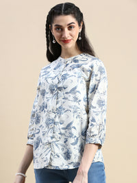 Tunic Top Printed-Blue - De Moza