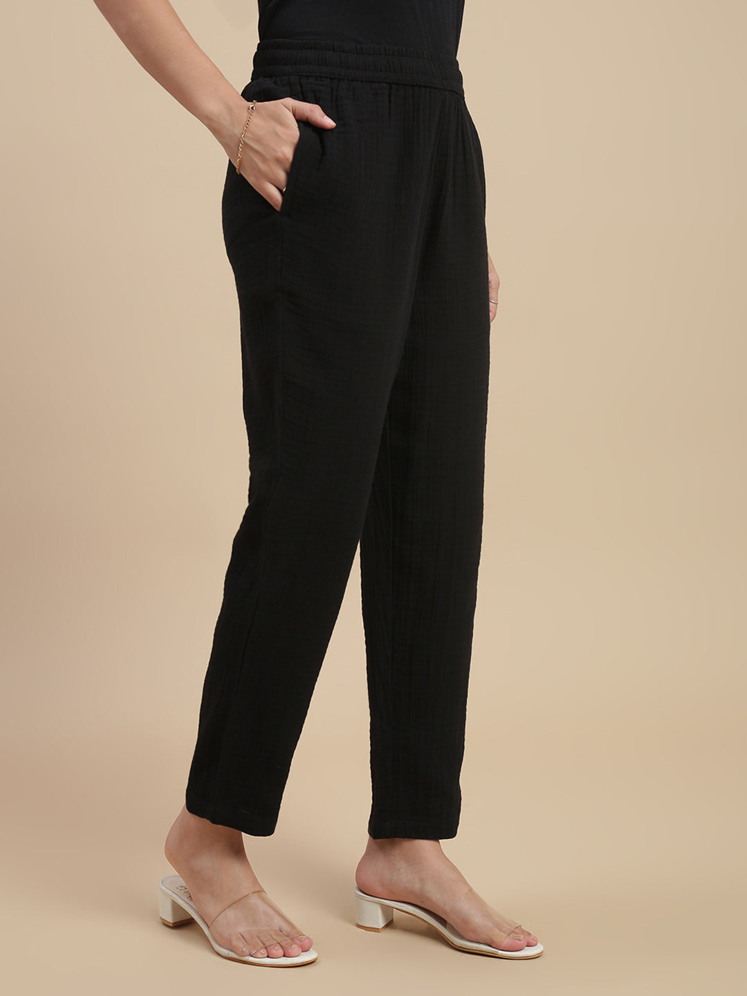 De Moza Women Casual Pants Black - De Moza