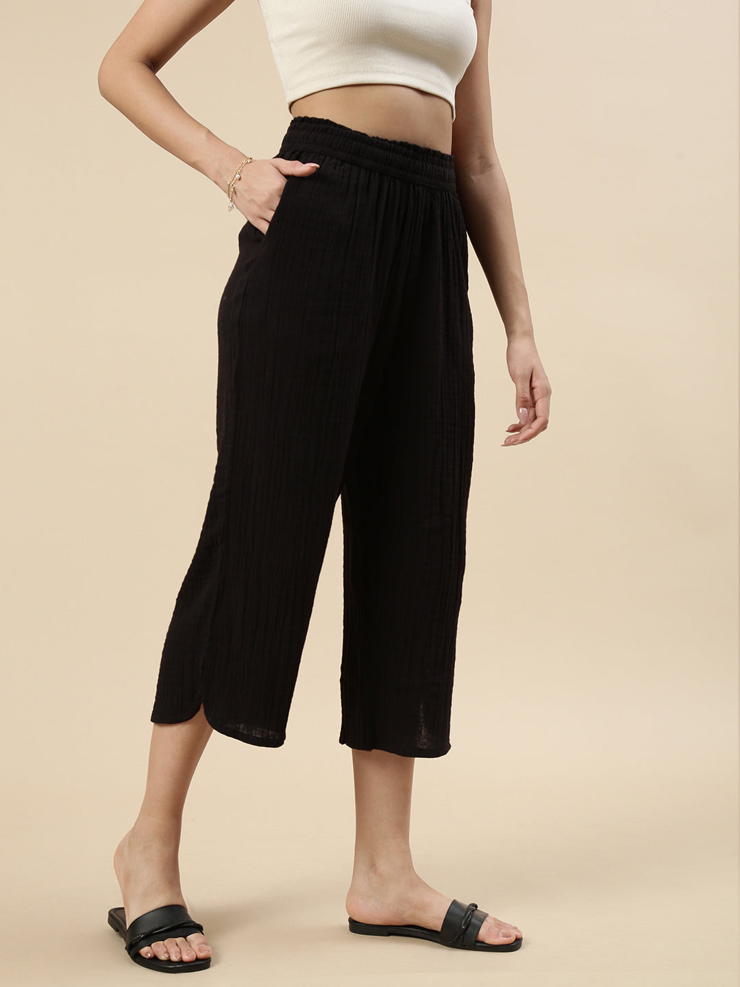 Crop Palazzo-Black - De Moza