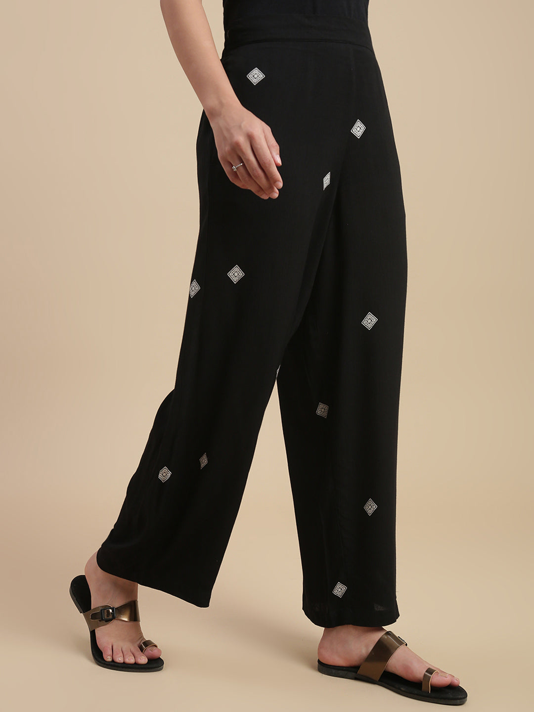De Moza Women's Officewear Co-ords (Shirt & Straight Palazzo) Black - De Moza