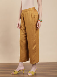 De Moza Women Co-ords with Pack of Top & Palazzo Dark Mustard