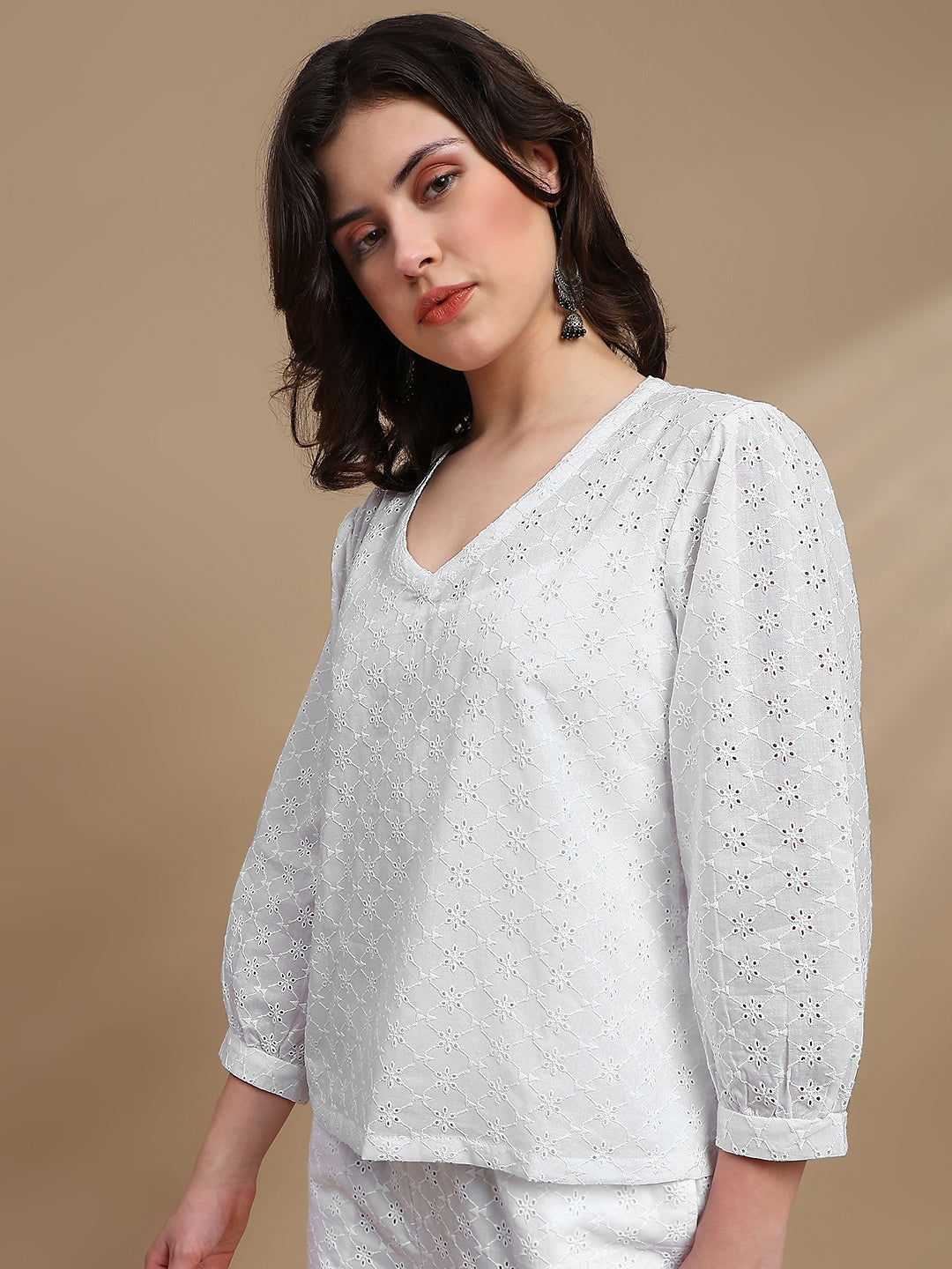 Co-ord Set (Top & Palazzo) - White - De Moza