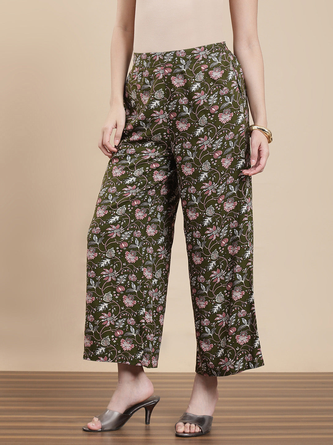 De Moza Women Festive Palazzo Deep Green