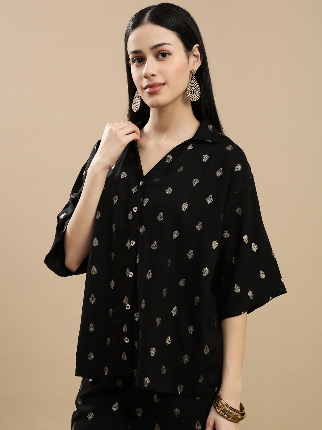 De Moza Women Festive Top Black