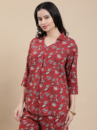 De Moza Women Co-ords with Pack of Top & Palazzo Maroon