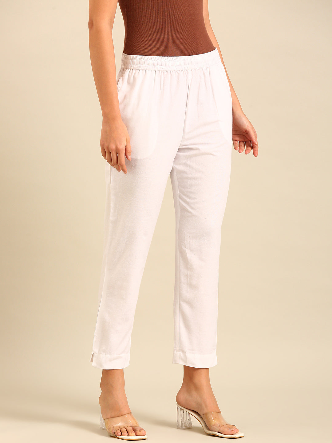 Cigarette Pants-White - De Moza
