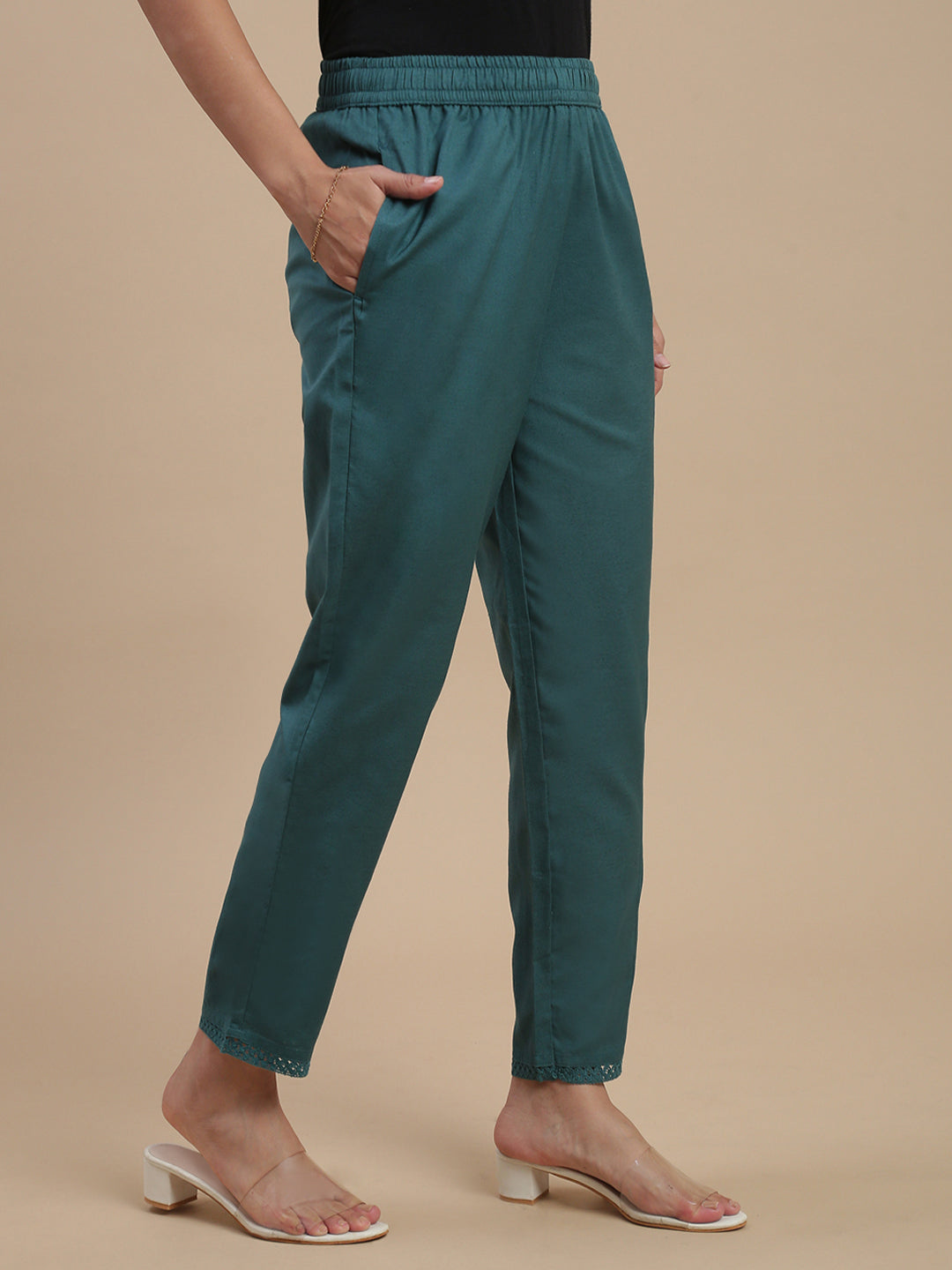 De Moza Women Cotton Lace Pants - De Moza