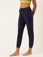 De Moza Womens Yoga Pant - Ankle  Solid Cotton Navy Blue - De Moza