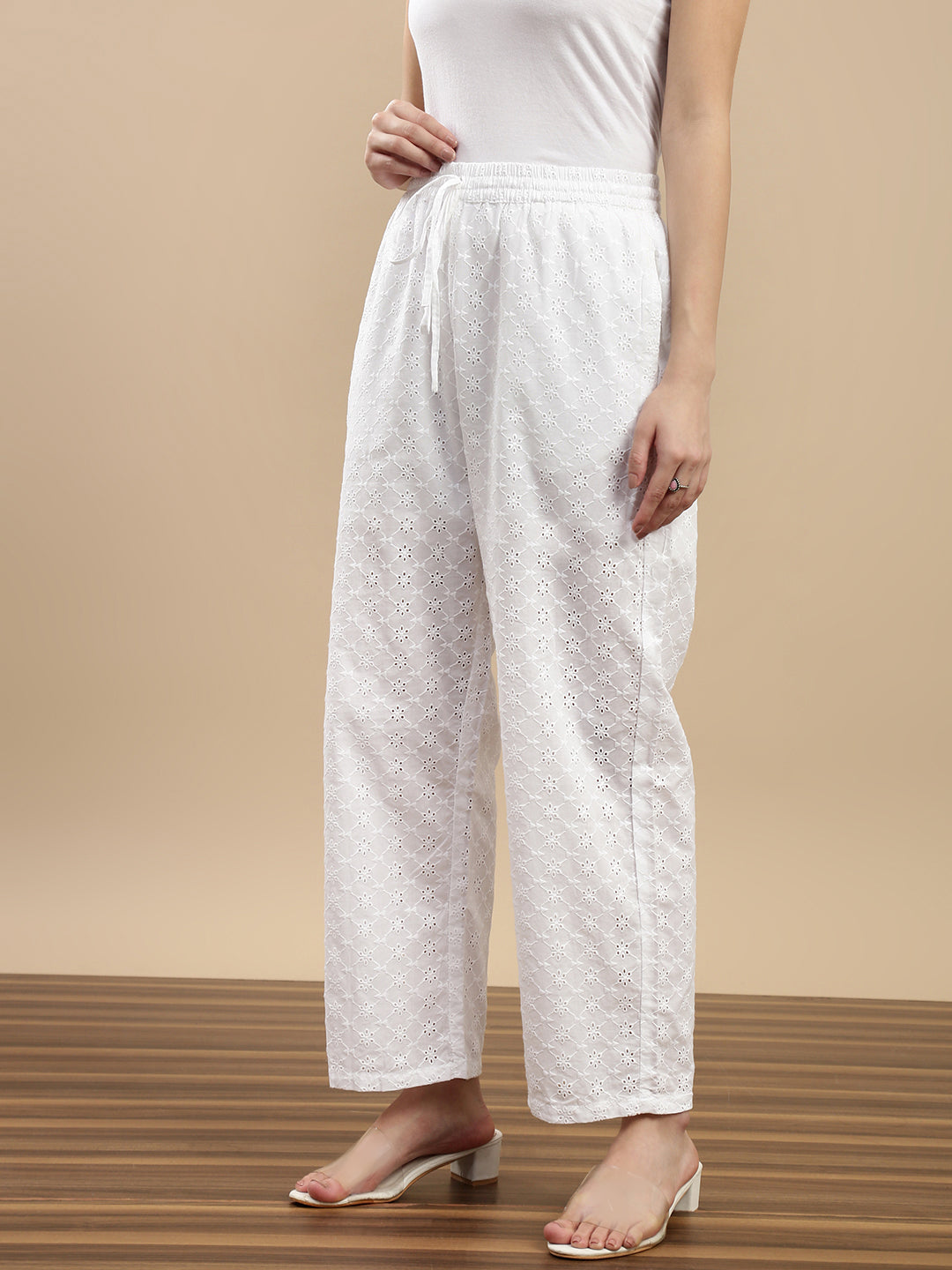 De Moza Women Casual Palazzo White