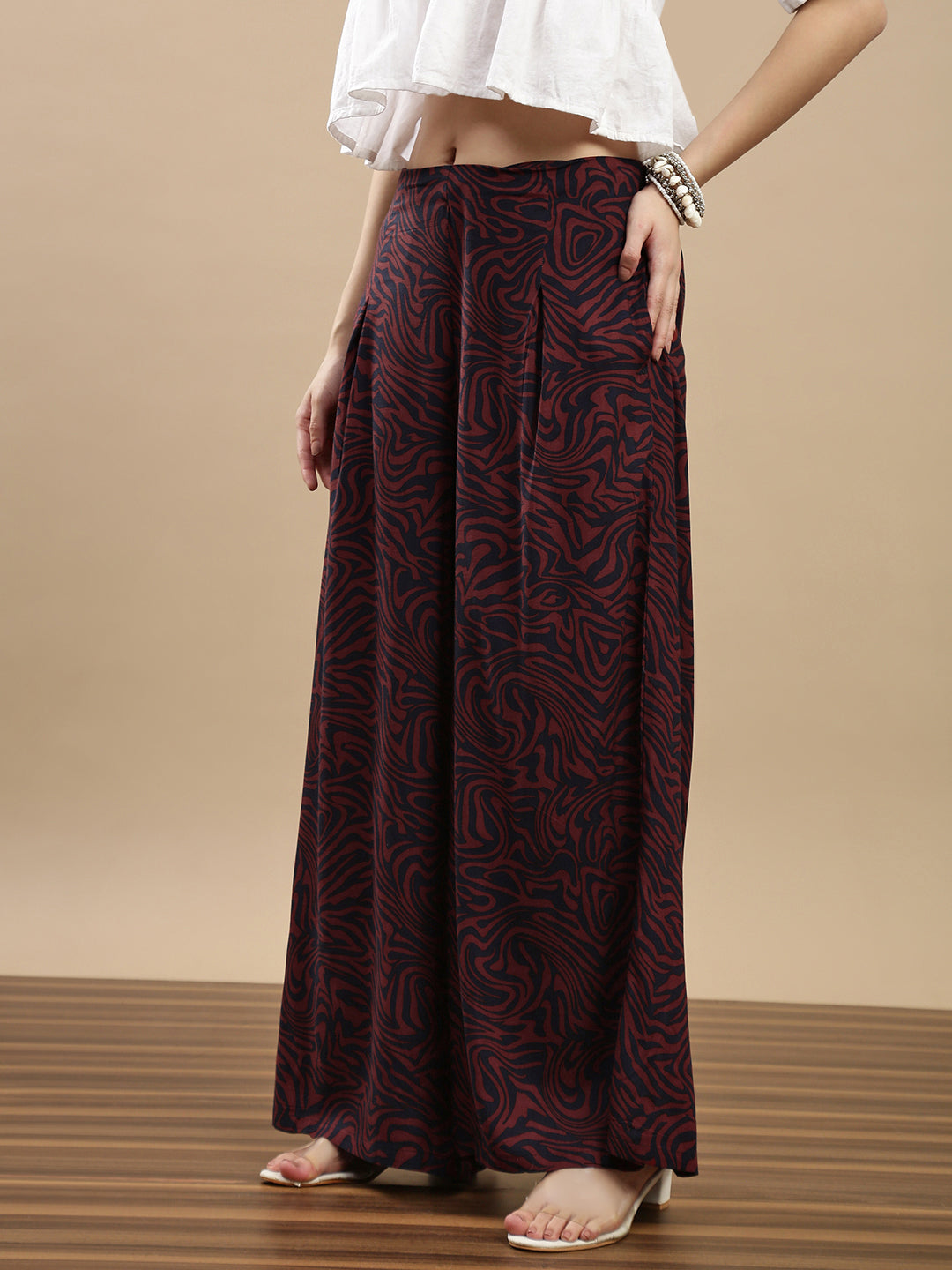 De Moza Women Casual Palazzo Maroon - De Moza