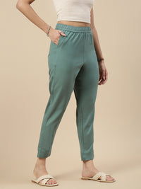 Casual Straight Pant-Peacock Green
