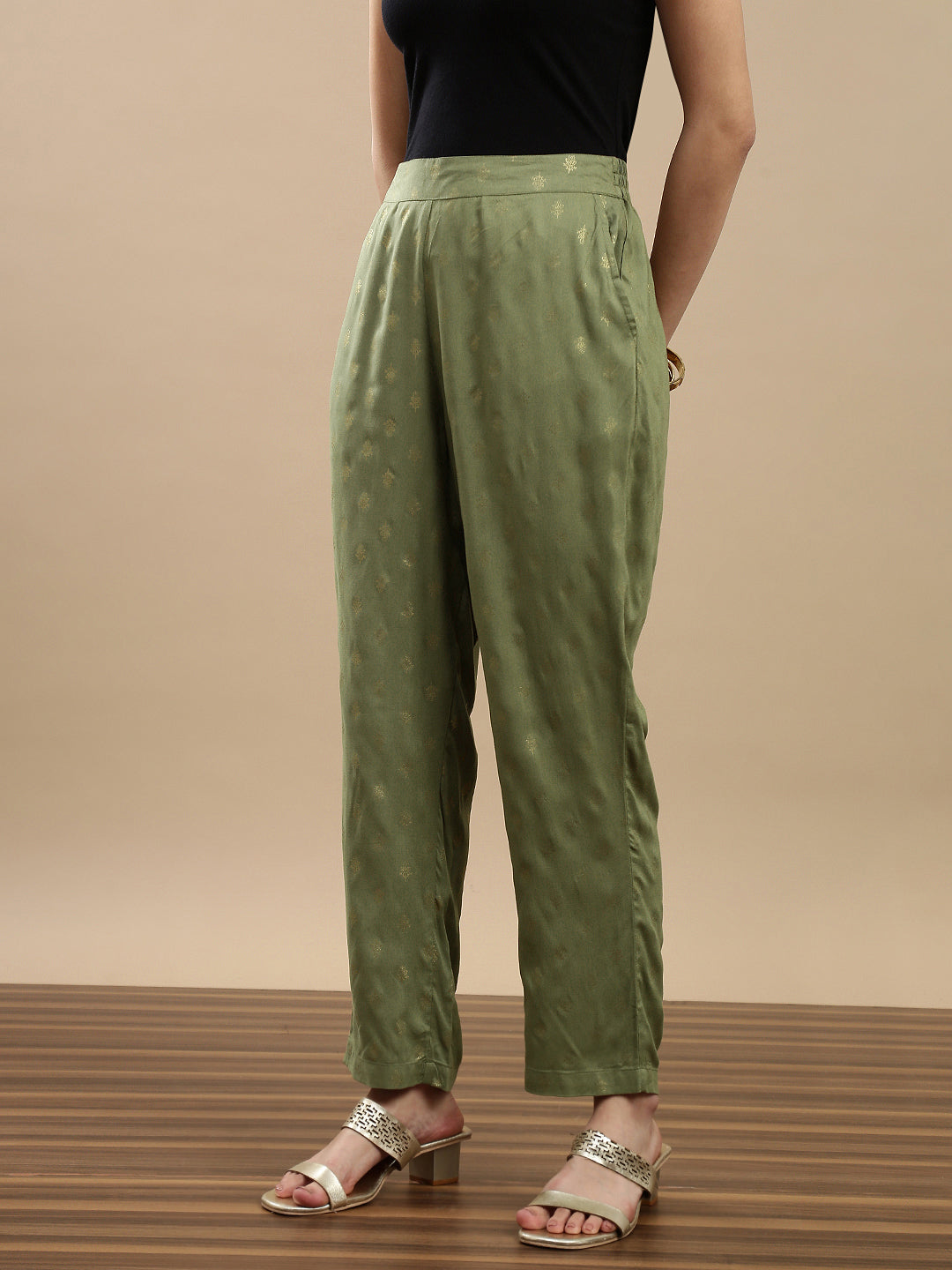 De Moza Women Festive Pants Deep Green - De Moza