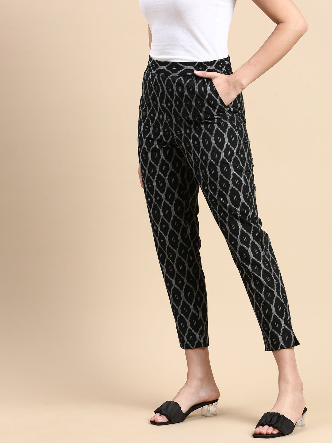 De Moza Women Cigarette Pants Black