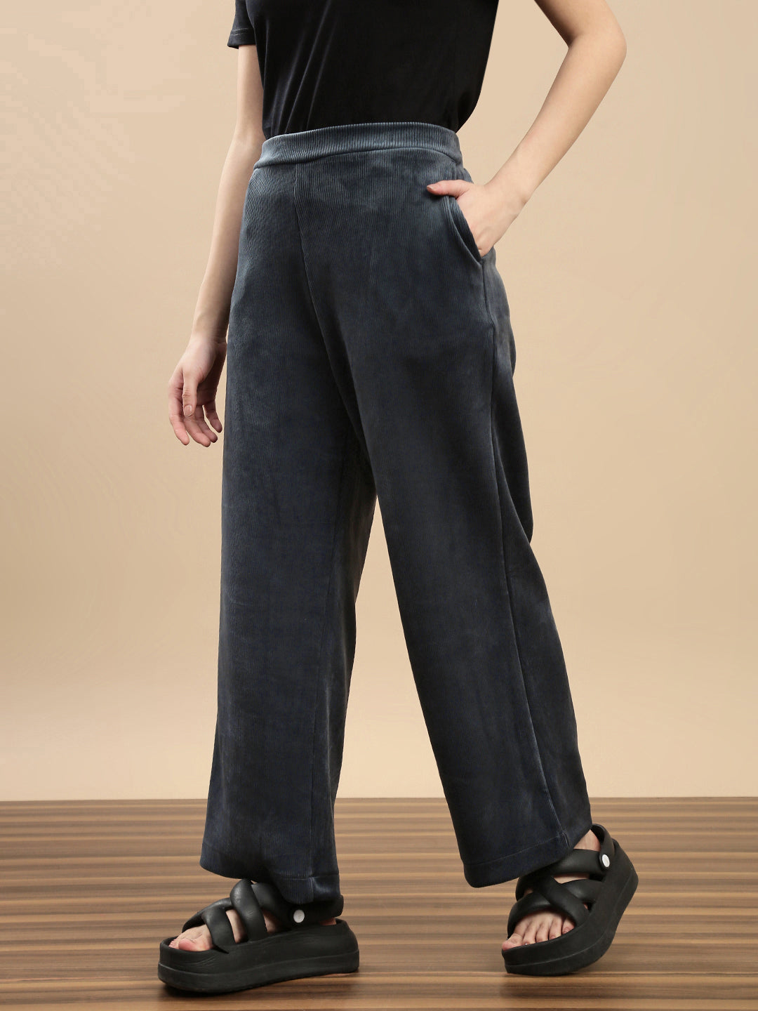 De Moza Women Casual Palazzo Petrol - De Moza