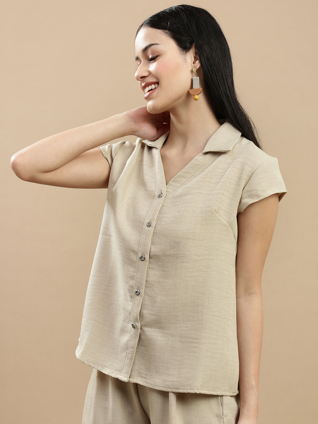 Co-ord Set (Top & Palazzo) - Light Beige