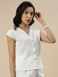 Co-Ord Set(Casual Top & Narrow Palazzo)-White
