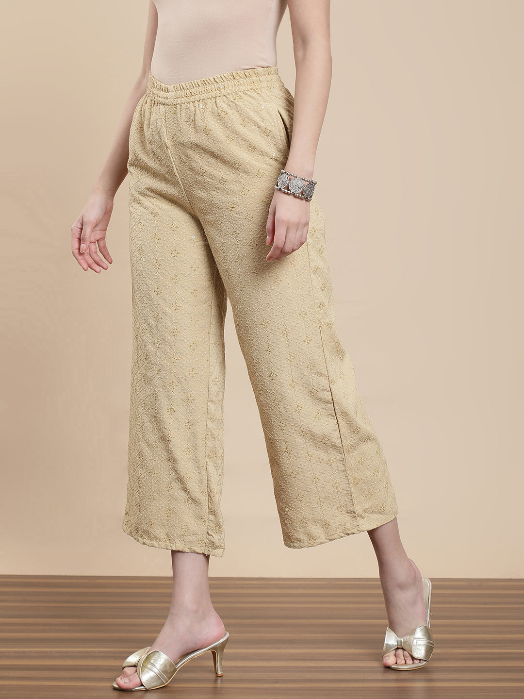 De Moza Women Casual Palazzo Beige