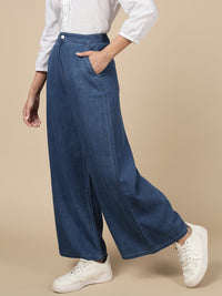 Wide Leg Pant-Mid Blue