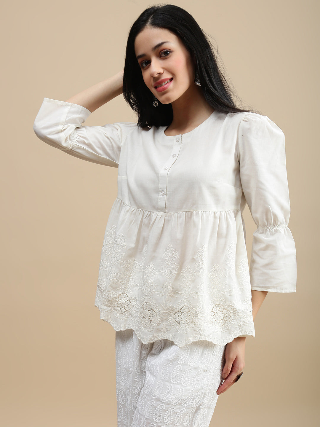 De Moza Women Casual Top Offwhite