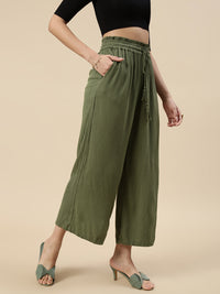 Flared Palazzo-Olive