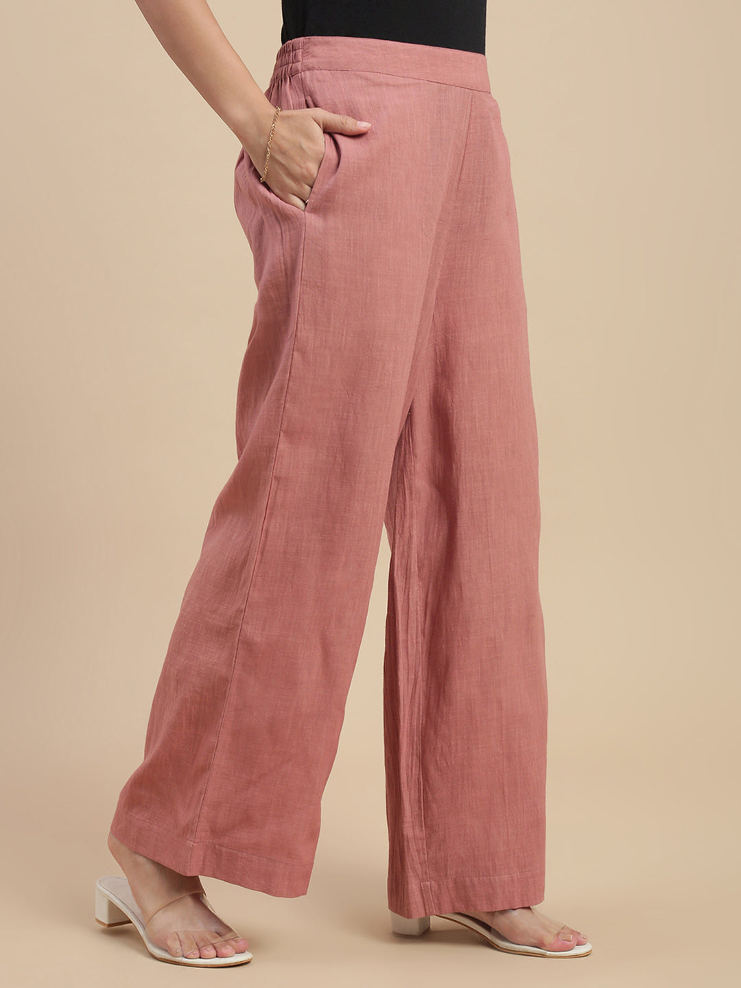 De Moza Women's Officewear Co-ords (Tunic Shirt & Palazzo) Peach - De Moza