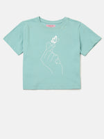PIPIN Girls T-Shirt Solid Cotton Petrol - De Moza