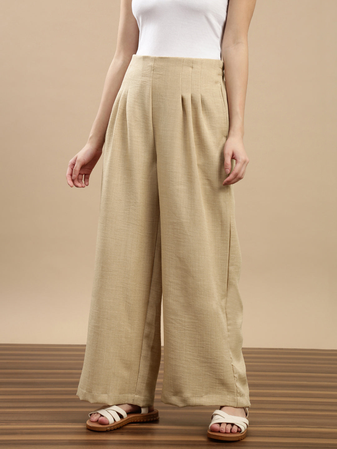 De Moza Women Casual Palazzo Beige