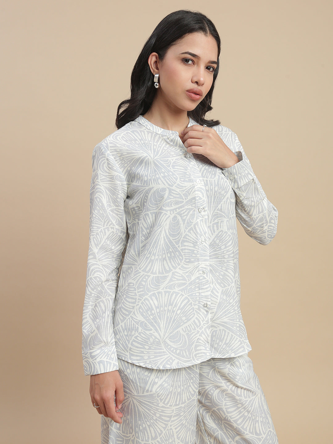De Moza Women's Officewear Co-ords (Tunic Shirt & Palazzo) Offwhite - De Moza