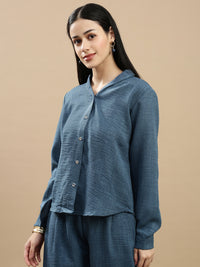 De Moza Women Casual Top Teal Blue