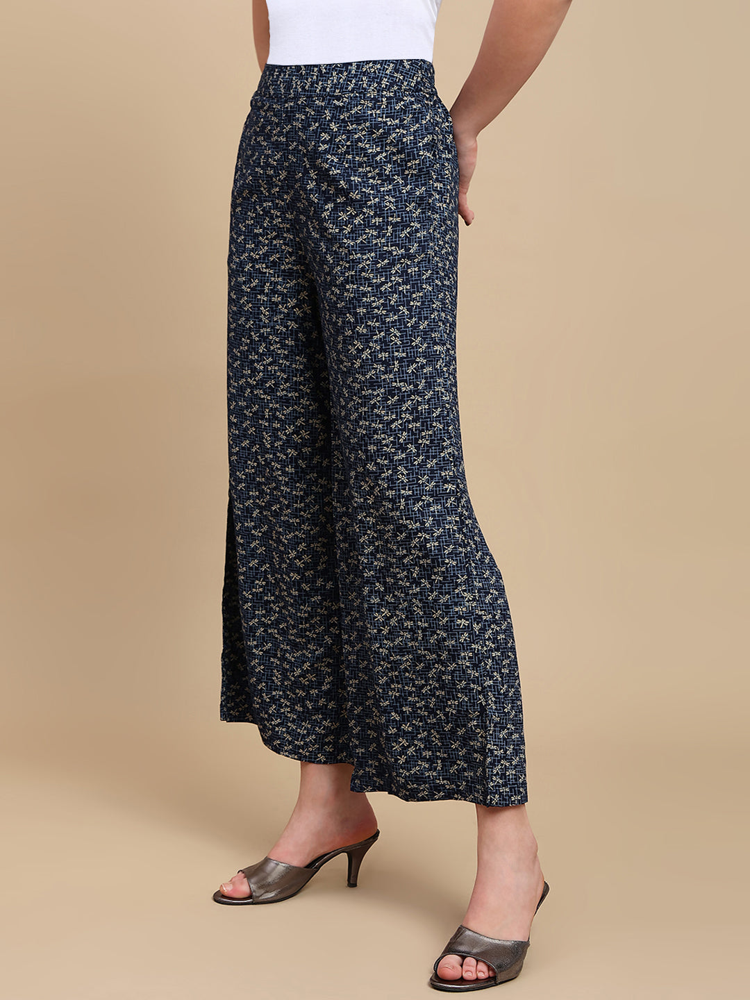 De Moza Women The Jiya Set (Top & Palazzo) - Navy Blue