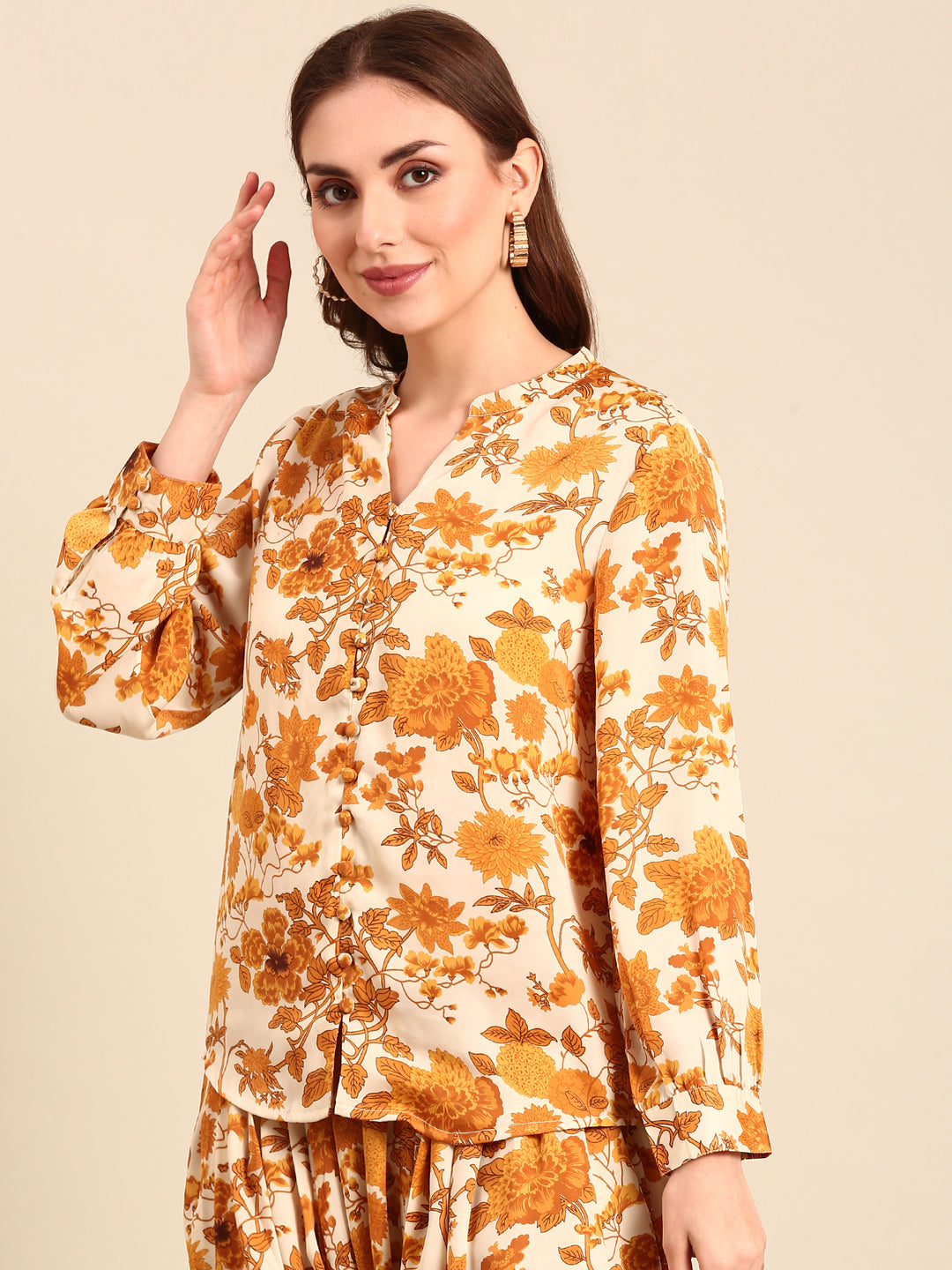 Top Floral Print-Yellow - De Moza
