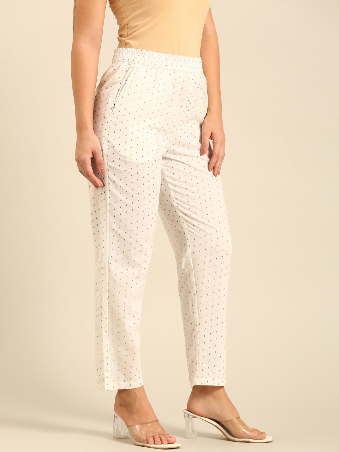 Printed Straight Pant-Offwhite - De Moza