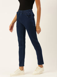 De Moza Women Jegging  Solid Cotton Indigo Blue - De Moza